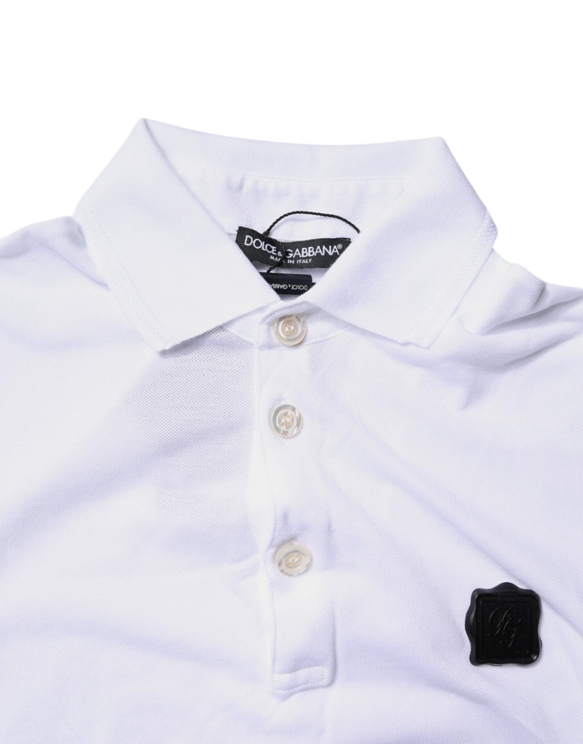 Dolce & Gabbana White Cotton Logo Collared Polo T-shirt by Dolce & Gabbana