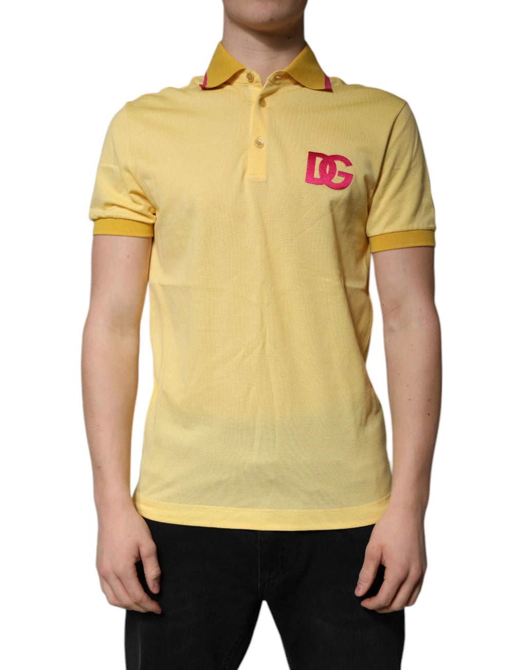 Dolce & Gabbana Yellow Cotton Logo Collared Polo T-shirt by Dolce & Gabbana