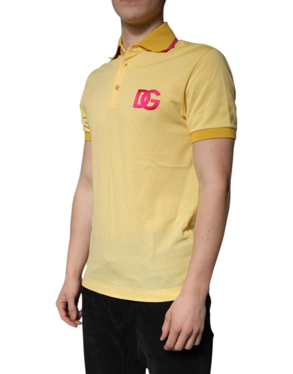 Dolce & Gabbana Yellow Cotton Logo Collared Polo T-shirt by Dolce & Gabbana