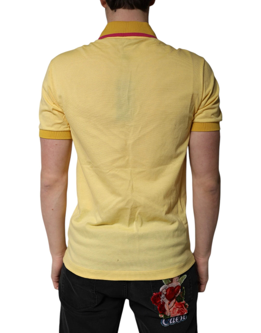 Dolce & Gabbana Yellow Cotton Logo Collared Polo T-shirt by Dolce & Gabbana