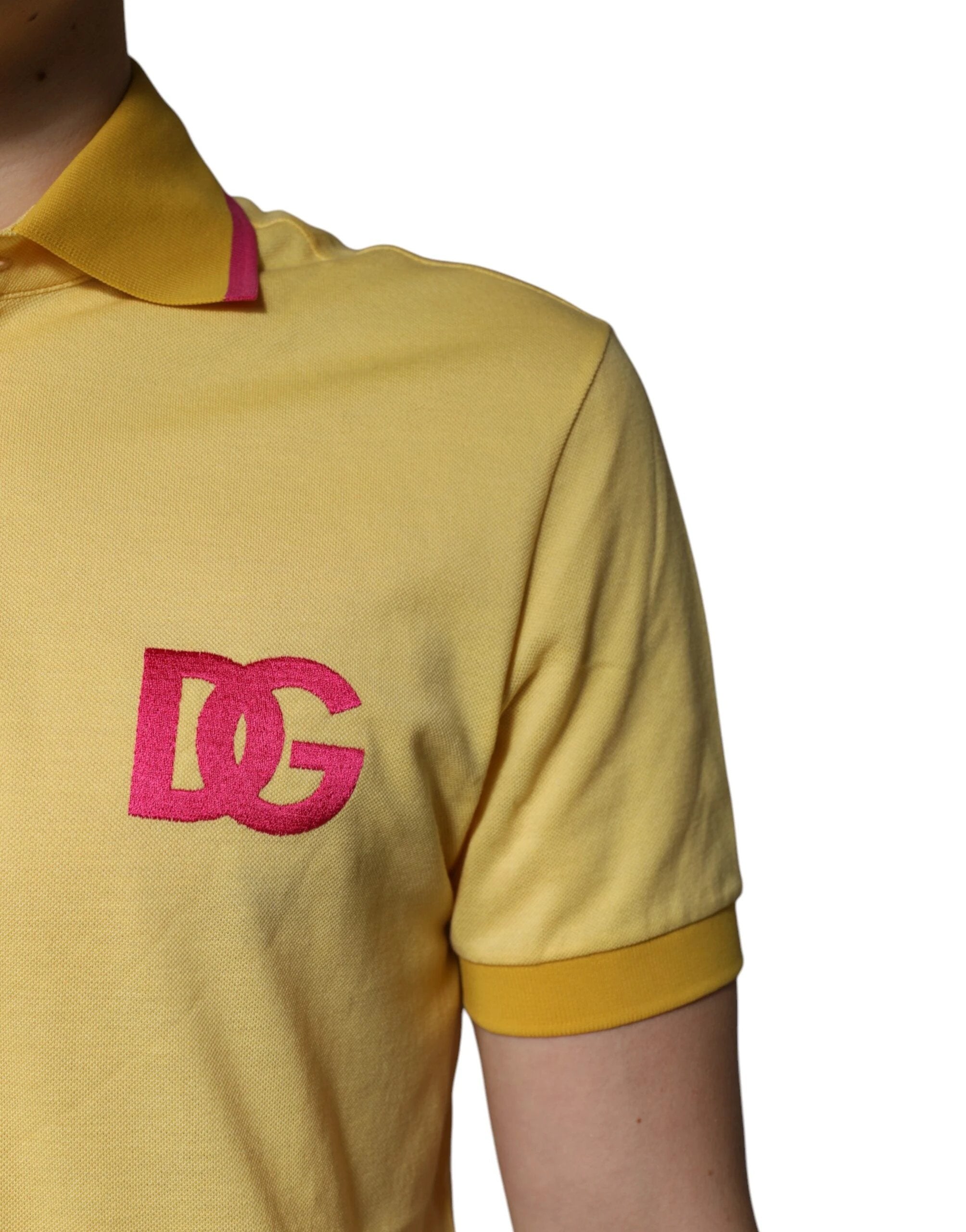 Dolce & Gabbana Yellow Cotton Logo Collared Polo T-shirt by Dolce & Gabbana