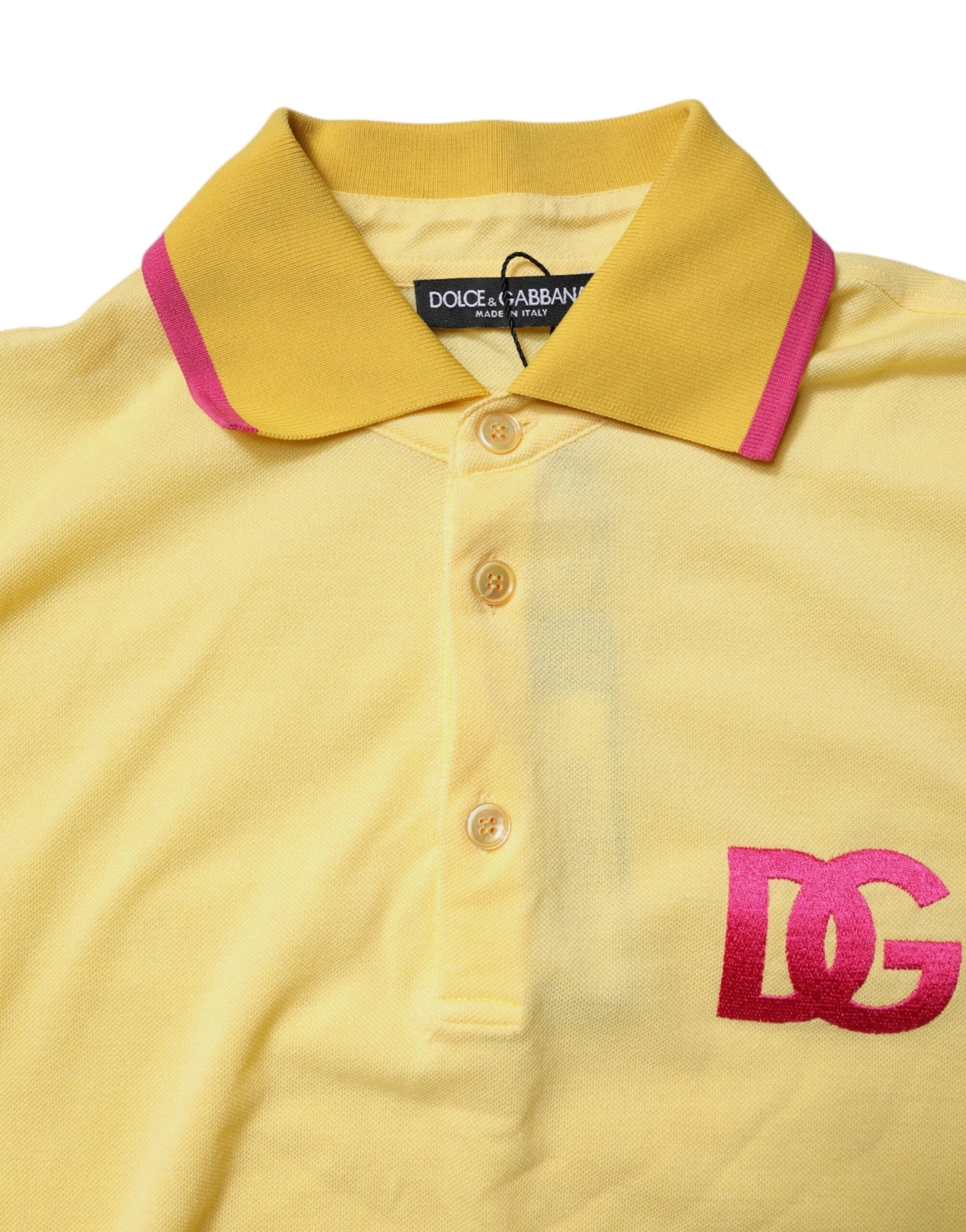 Dolce & Gabbana Yellow Cotton Logo Collared Polo T-shirt by Dolce & Gabbana