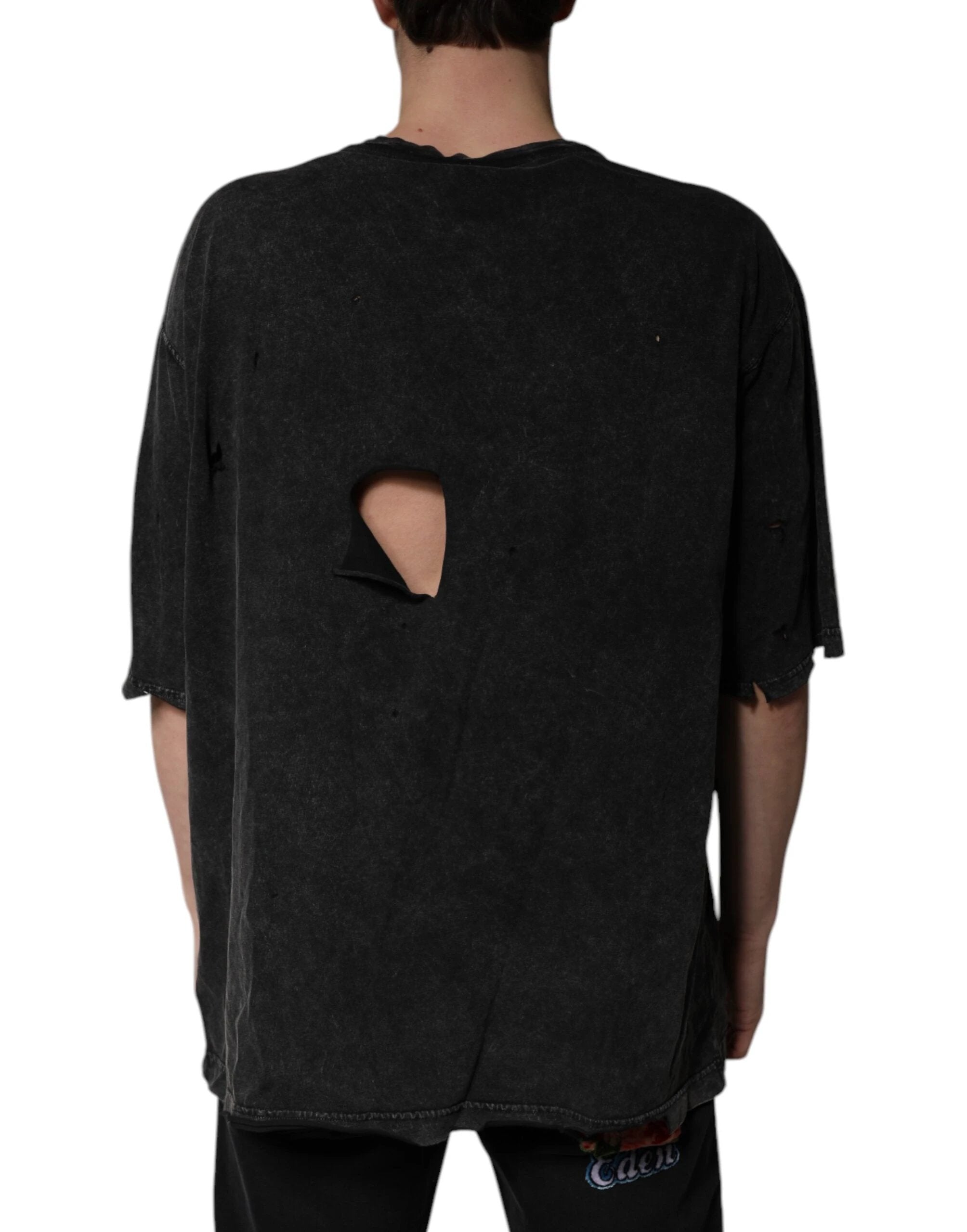 Dolce & Gabbana Black Graphic Print Cotton Crew Neck T-shirt by Dolce & Gabbana