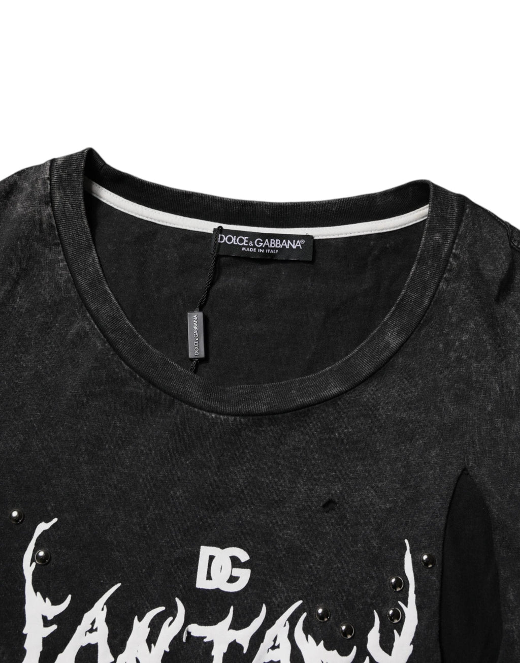 Dolce & Gabbana Black Graphic Print Cotton Crew Neck T-shirt by Dolce & Gabbana