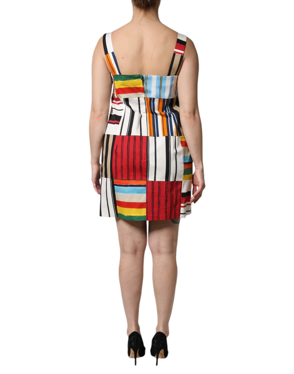 Dolce & Gabbana Multicolor Cotton Stripe Sleeveless Dress by Dolce & Gabbana