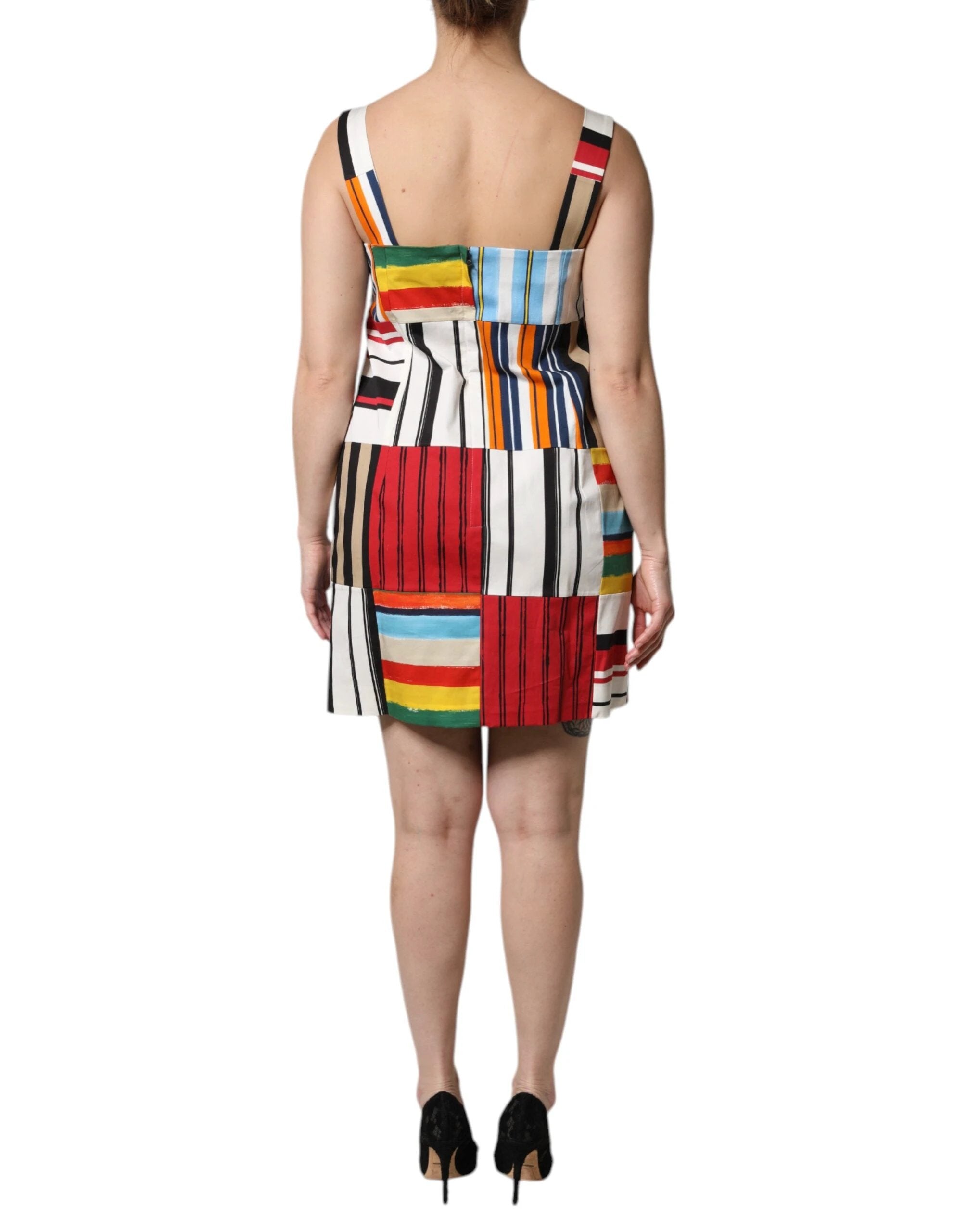 Dolce & Gabbana Multicolor Cotton Stripe Sleeveless Dress by Dolce & Gabbana
