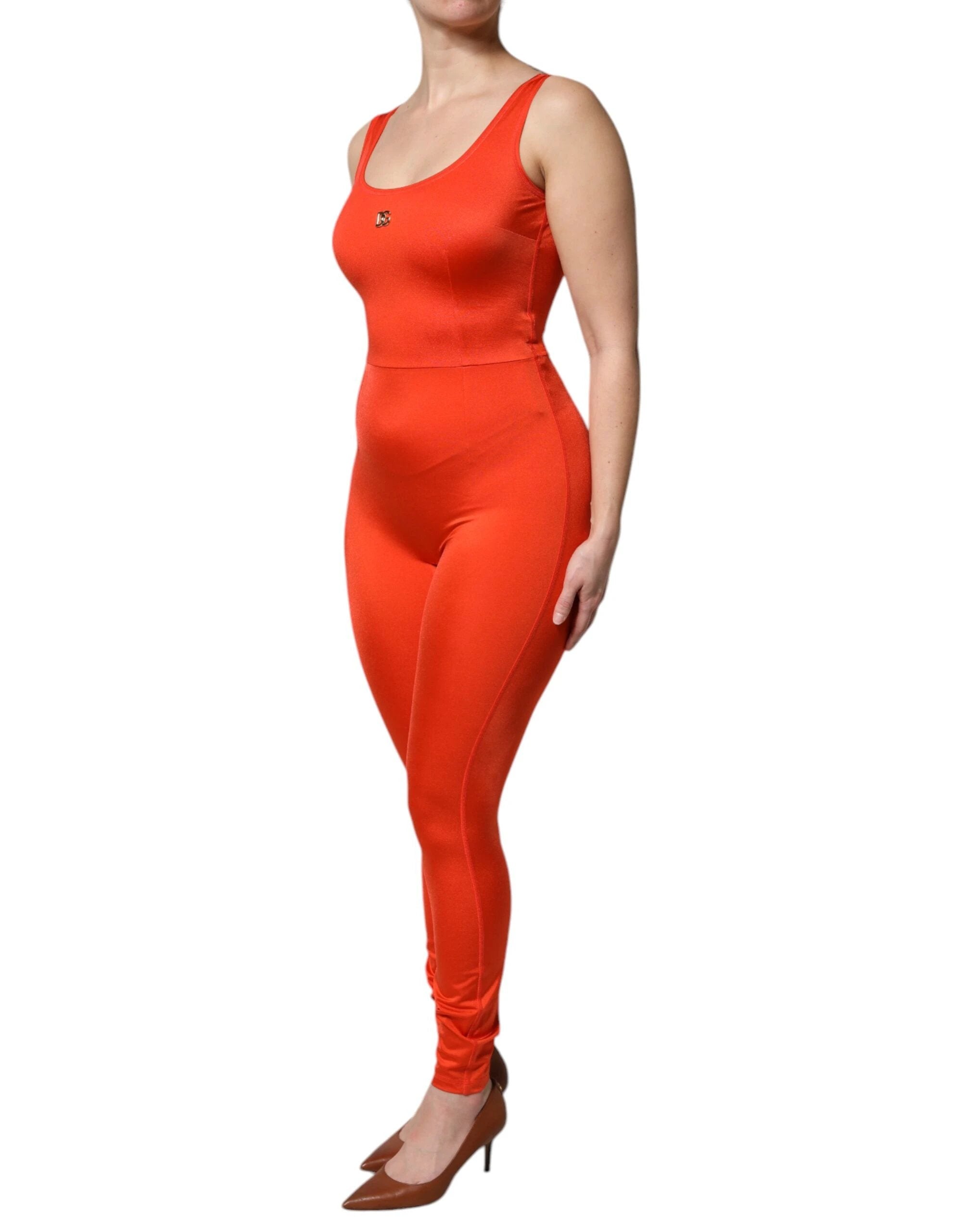 Dolce & Gabbana Orange Sleeveless Bodycon Jumpsuit Dress by Dolce & Gabbana