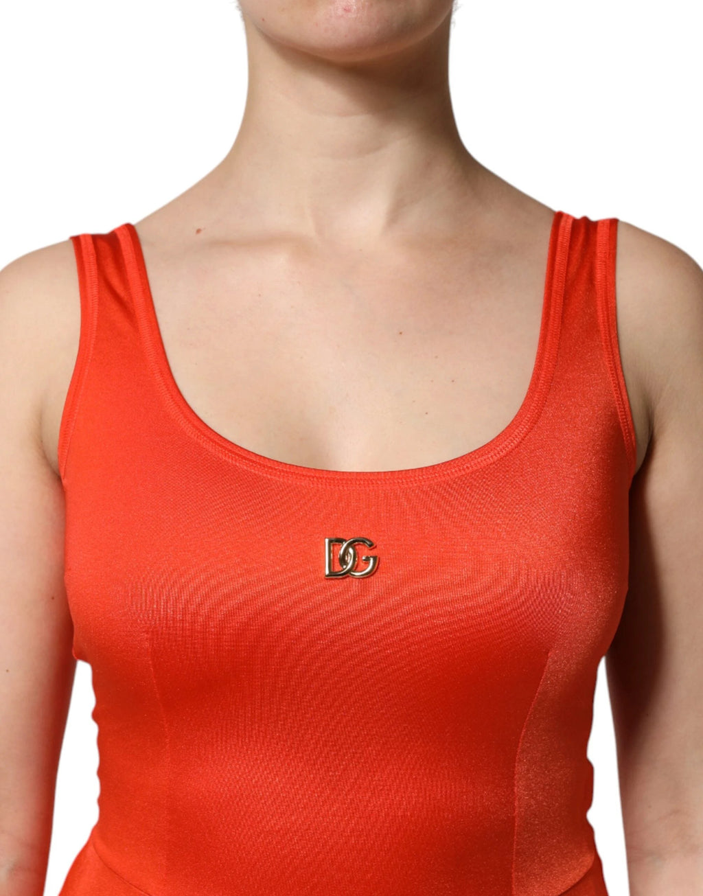 Dolce & Gabbana Orange Sleeveless Bodycon Jumpsuit Dress by Dolce & Gabbana