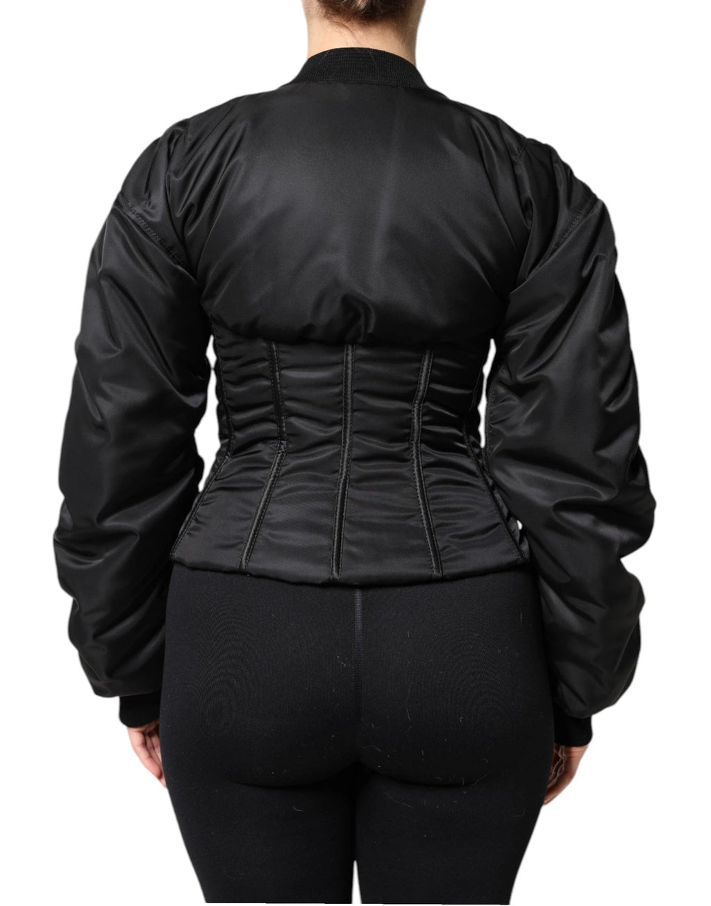 Dolce & Gabbana Black Nylon Full Zip Bustier Corset Jacket by Dolce & Gabbana
