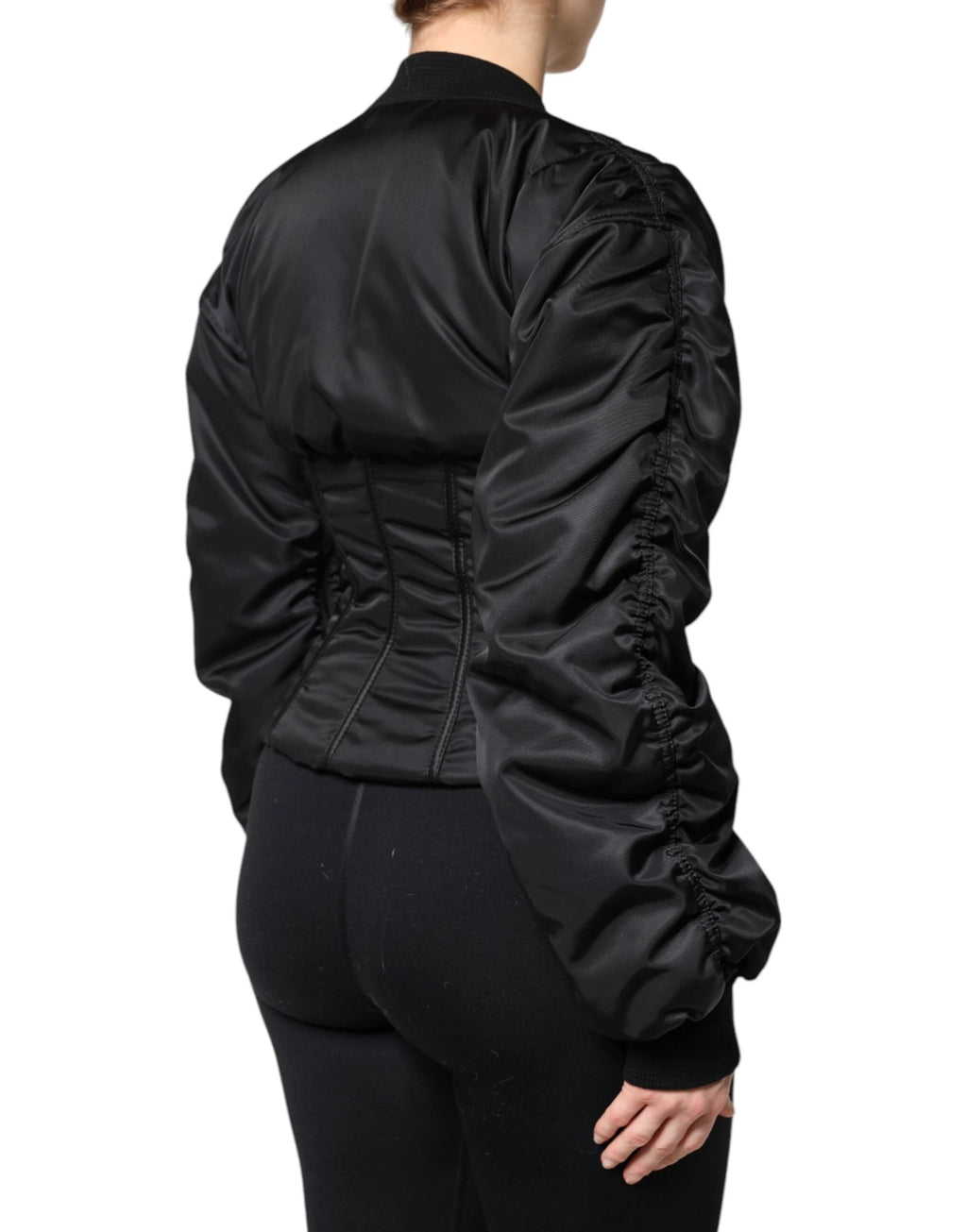 Dolce & Gabbana Black Nylon Full Zip Bustier Corset Jacket by Dolce & Gabbana