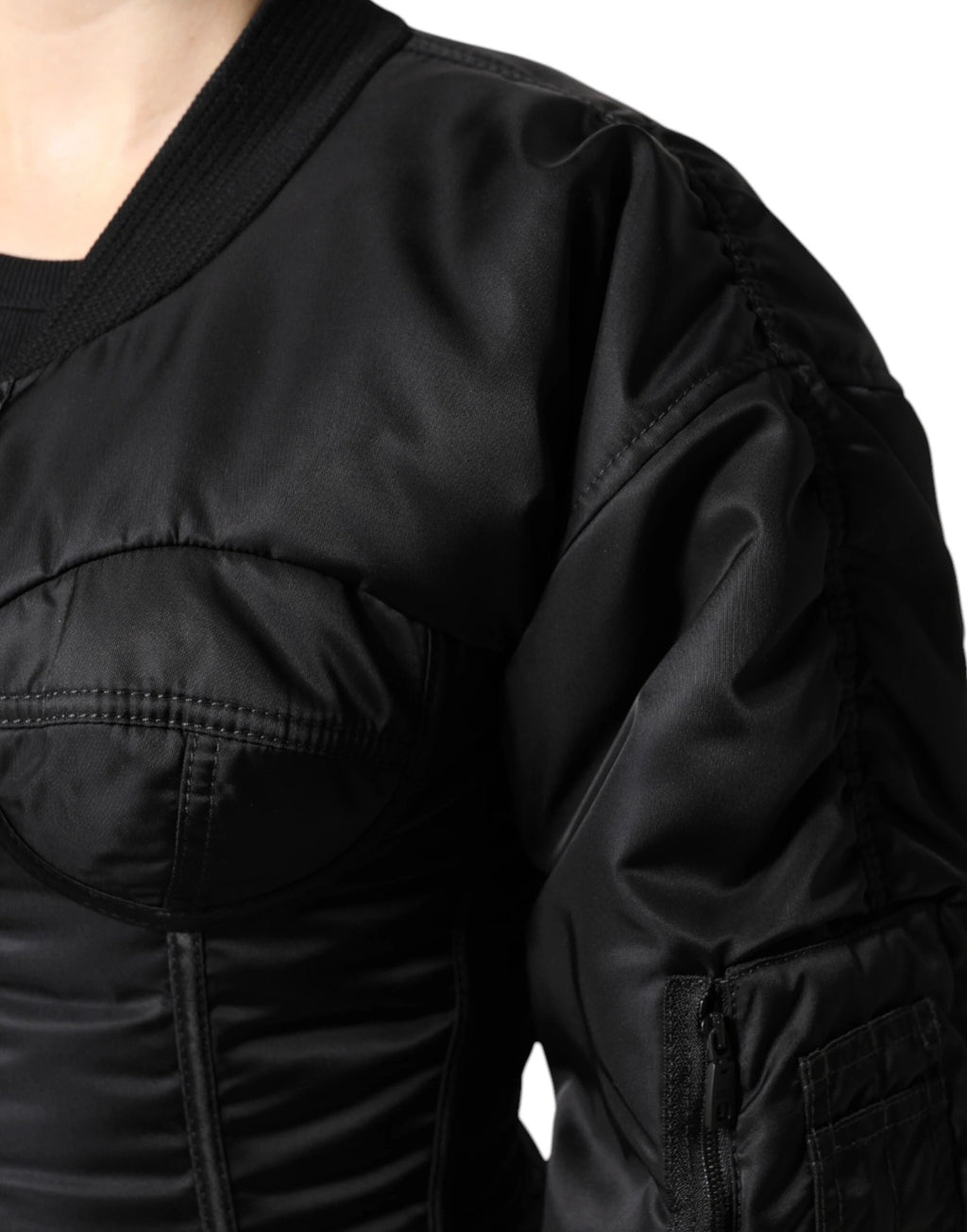 Dolce & Gabbana Black Nylon Full Zip Bustier Corset Jacket by Dolce & Gabbana