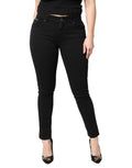 Dolce & Gabbana Black Cotton Mid Waisted Skinny Denim Jeans by Dolce & Gabbana