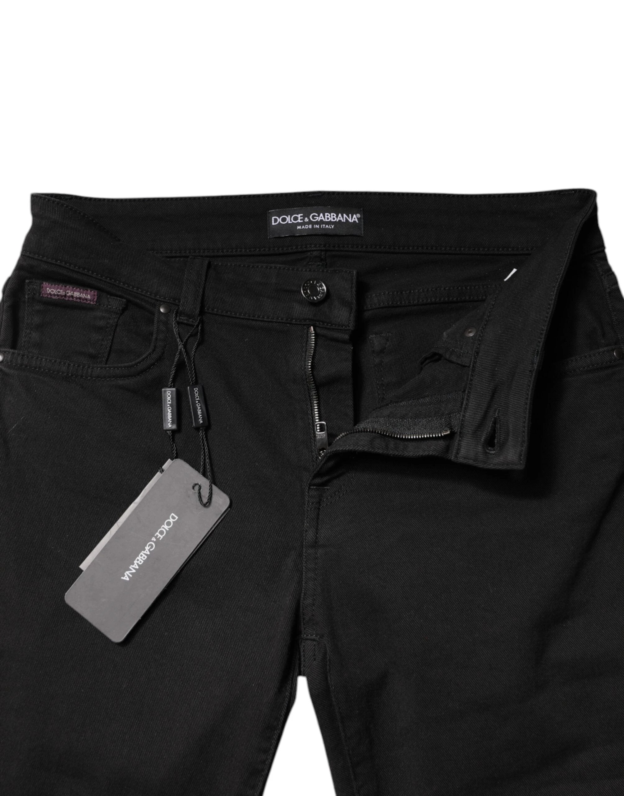 Dolce & Gabbana Black Cotton Mid Waisted Skinny Denim Jeans by Dolce & Gabbana
