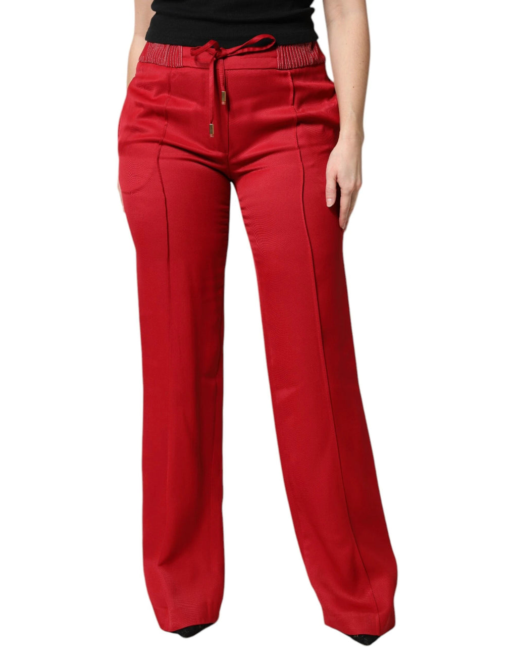 Dolce & Gabbana Red Viscose Straight Fit Pants by Dolce & Gabbana