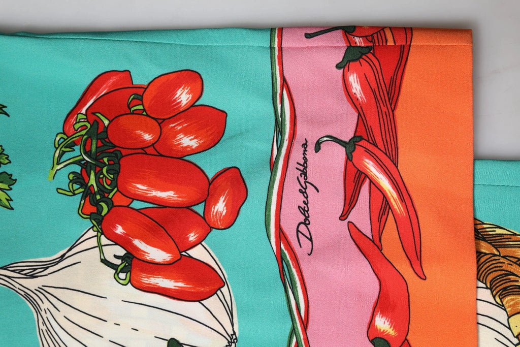 Dolce & Gabbana Green Silk Printed Straight Pants by Dolce & Gabbana