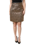 Dolce & Gabbana Brown Polyester Brocade A-line Mini Skirt by Dolce & Gabbana