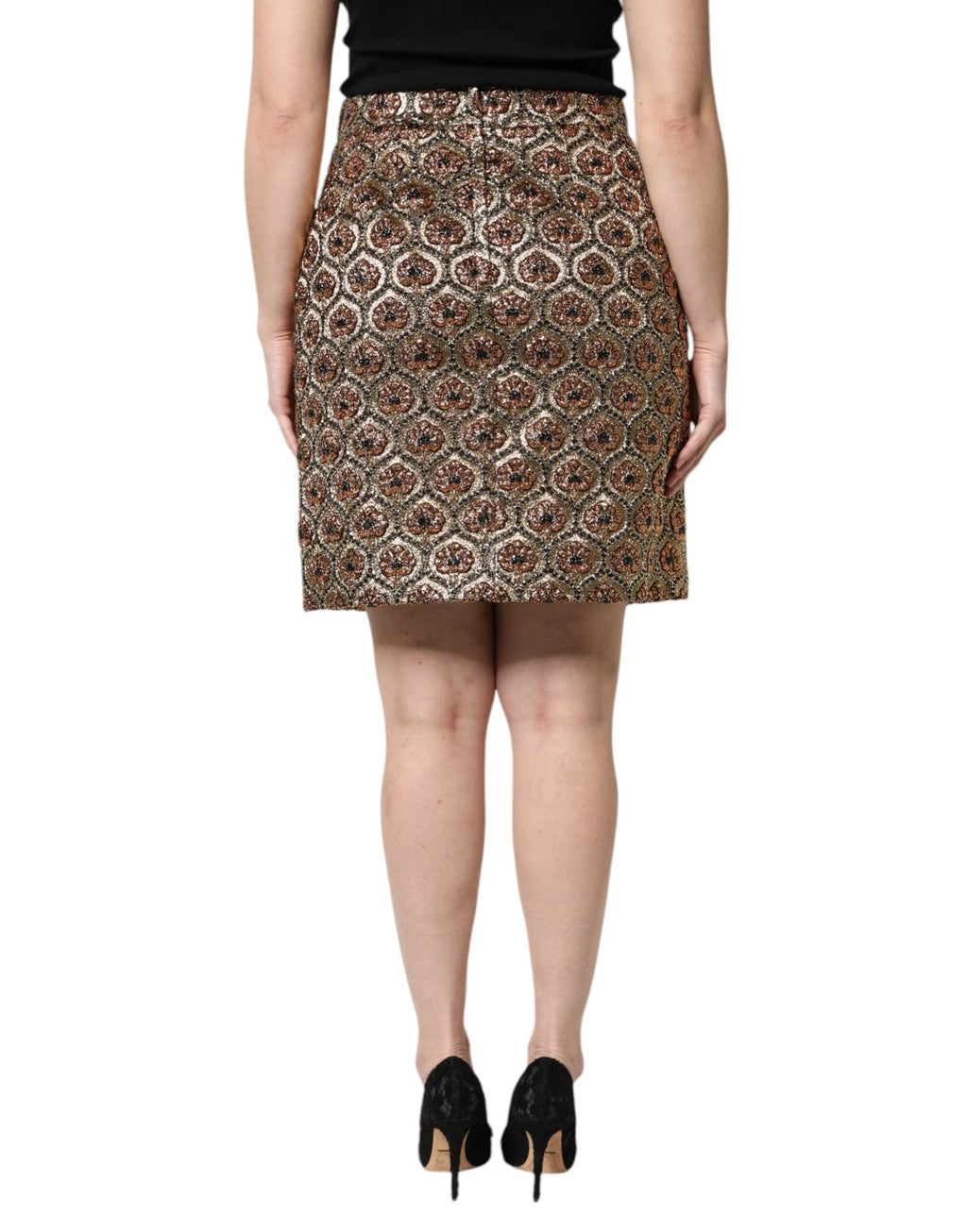 Dolce & Gabbana Brown Polyester Brocade A-line Mini Skirt by Dolce & Gabbana
