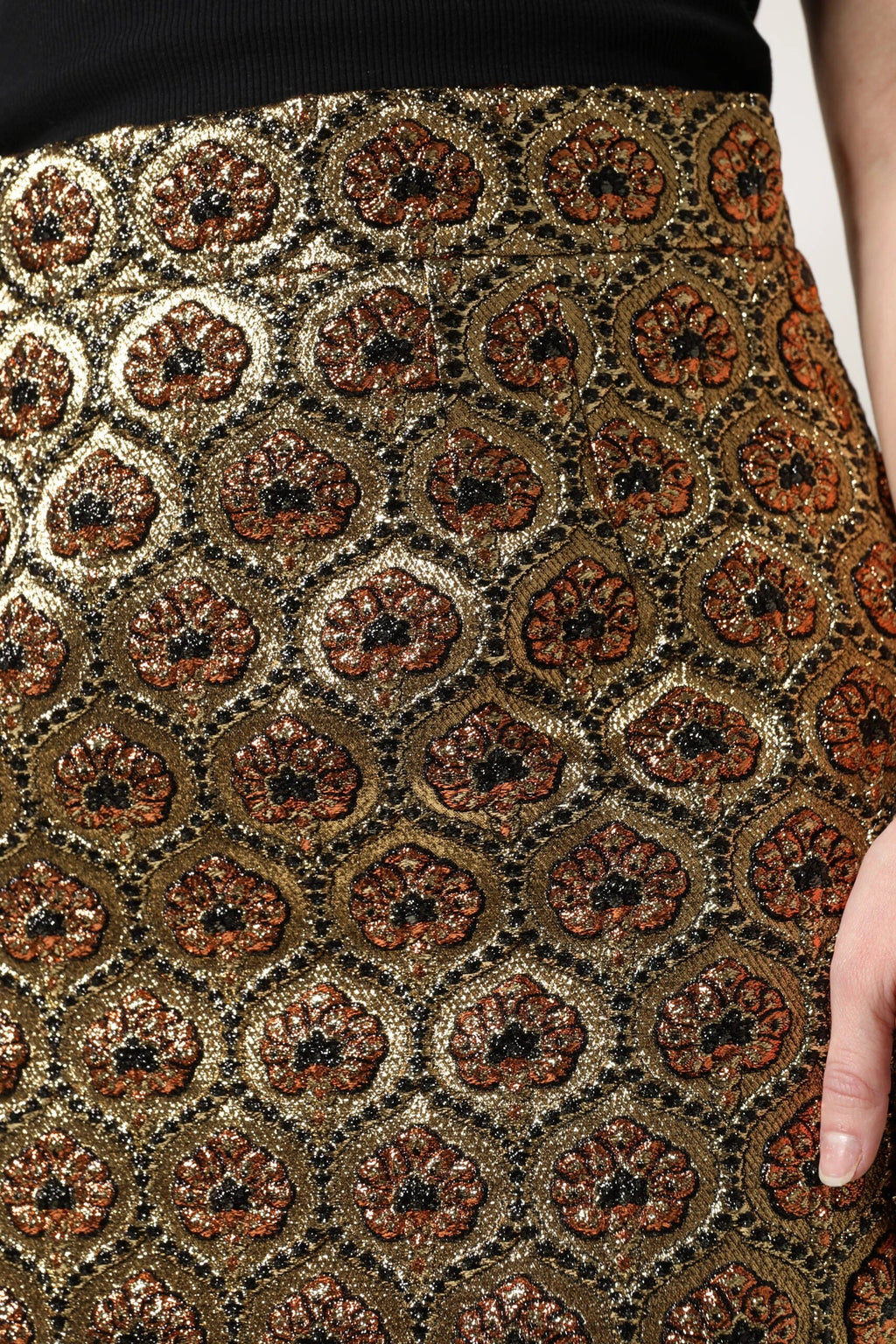 Dolce & Gabbana Brown Polyester Brocade A-line Mini Skirt by Dolce & Gabbana