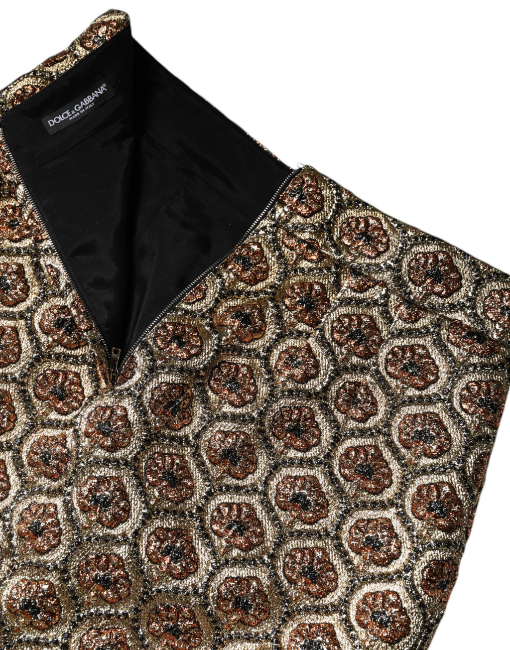 Dolce & Gabbana Brown Polyester Brocade A-line Mini Skirt by Dolce & Gabbana