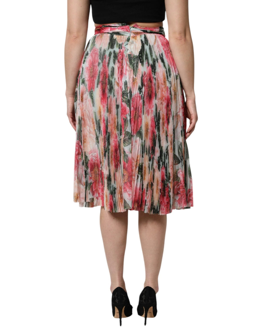Dolce & Gabbana Multicolor Silk Floral High Waist Midi Skirt by Dolce & Gabbana