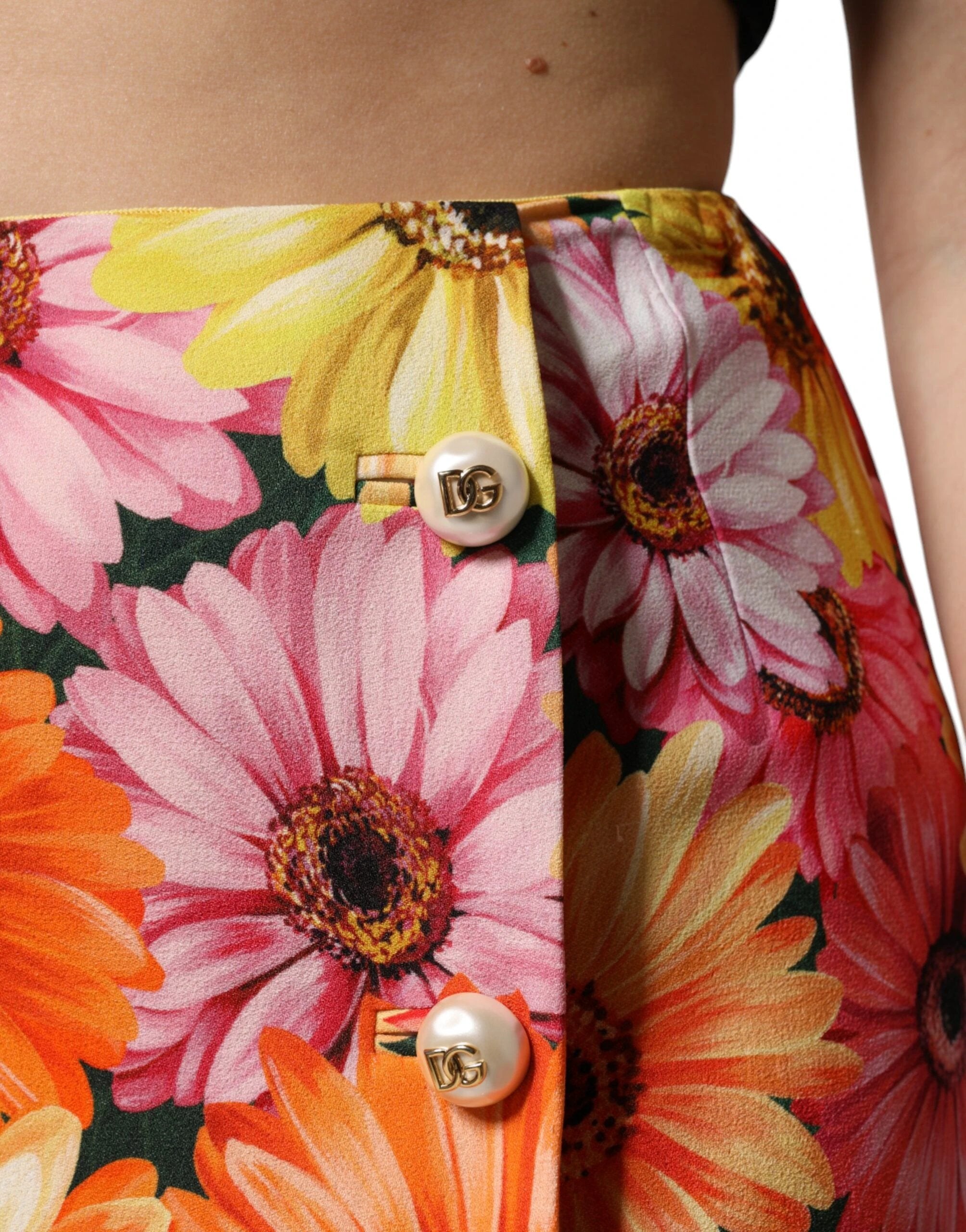 Dolce & Gabbana Multicolor Floral High Waist Mini Skirt by Dolce & Gabbana