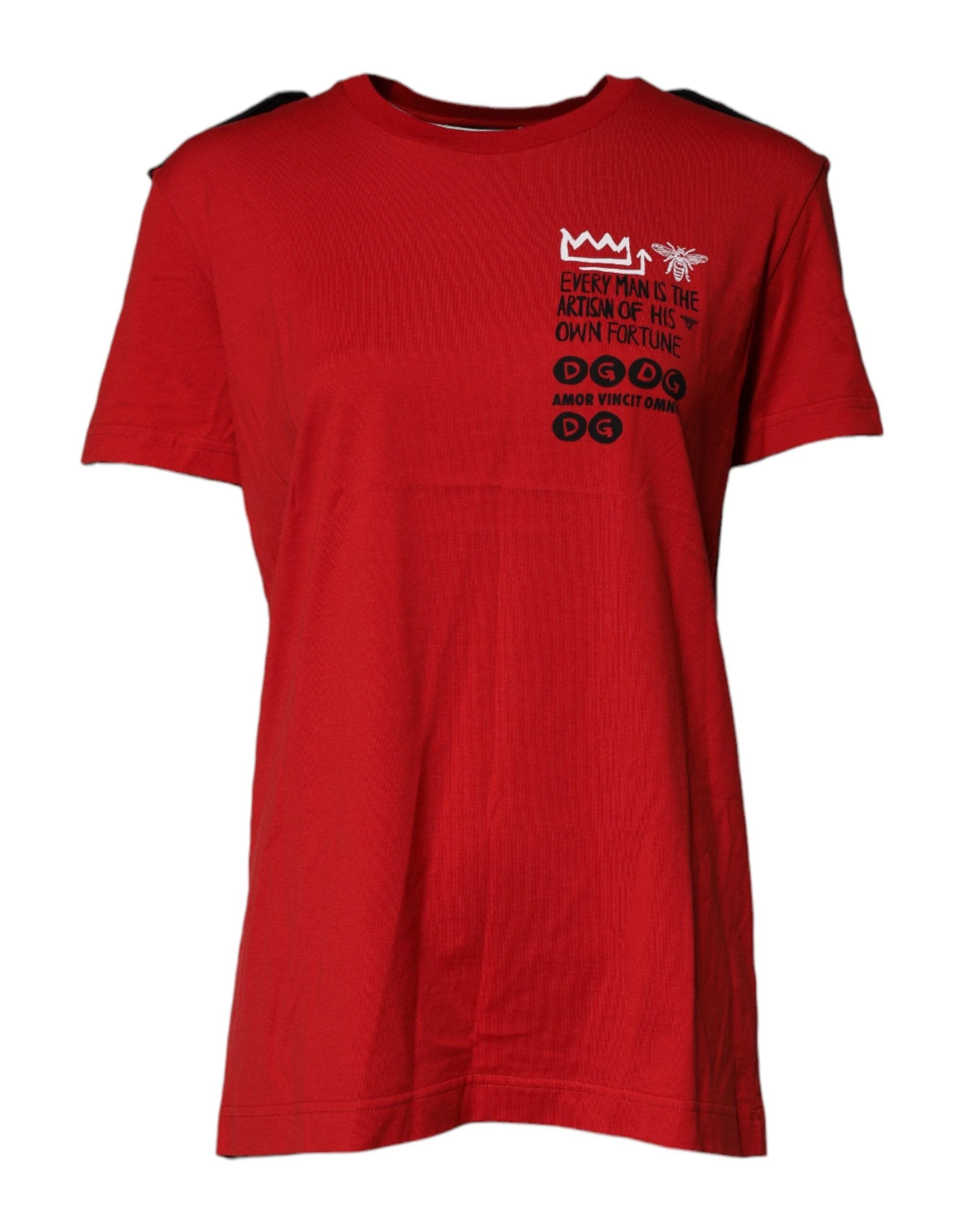 Dolce & Gabbana Red Cotton Graphic Print Crew Neck T-shirt by Dolce & Gabbana