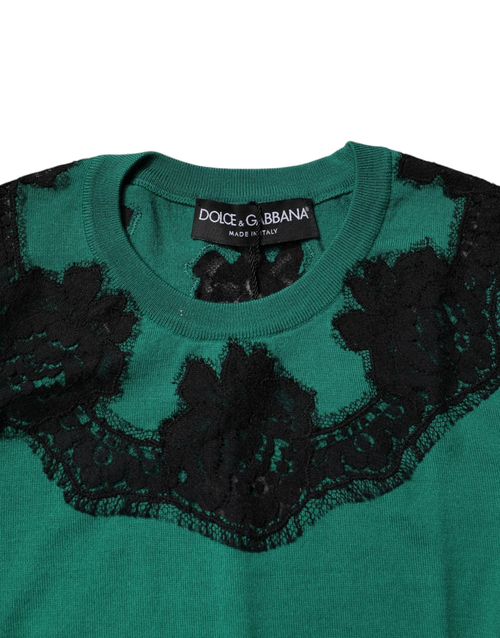 Dolce & Gabbana Green Wool Lace Detail Sleeveless Tank Top by Dolce & Gabbana
