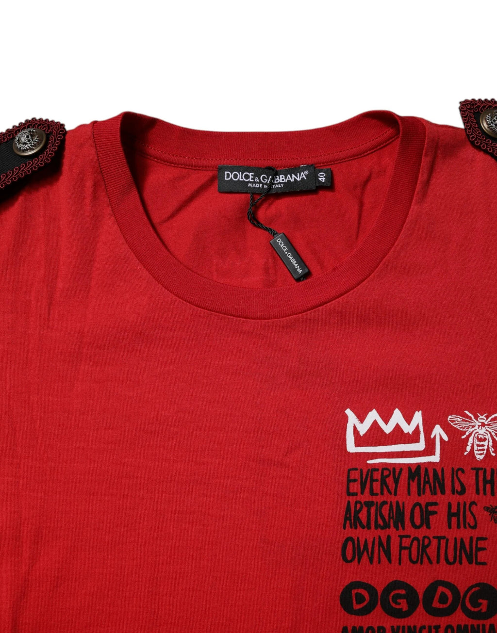 Dolce & Gabbana Red Cotton Round Neck Short Sleeves T-shirt by Dolce & Gabbana
