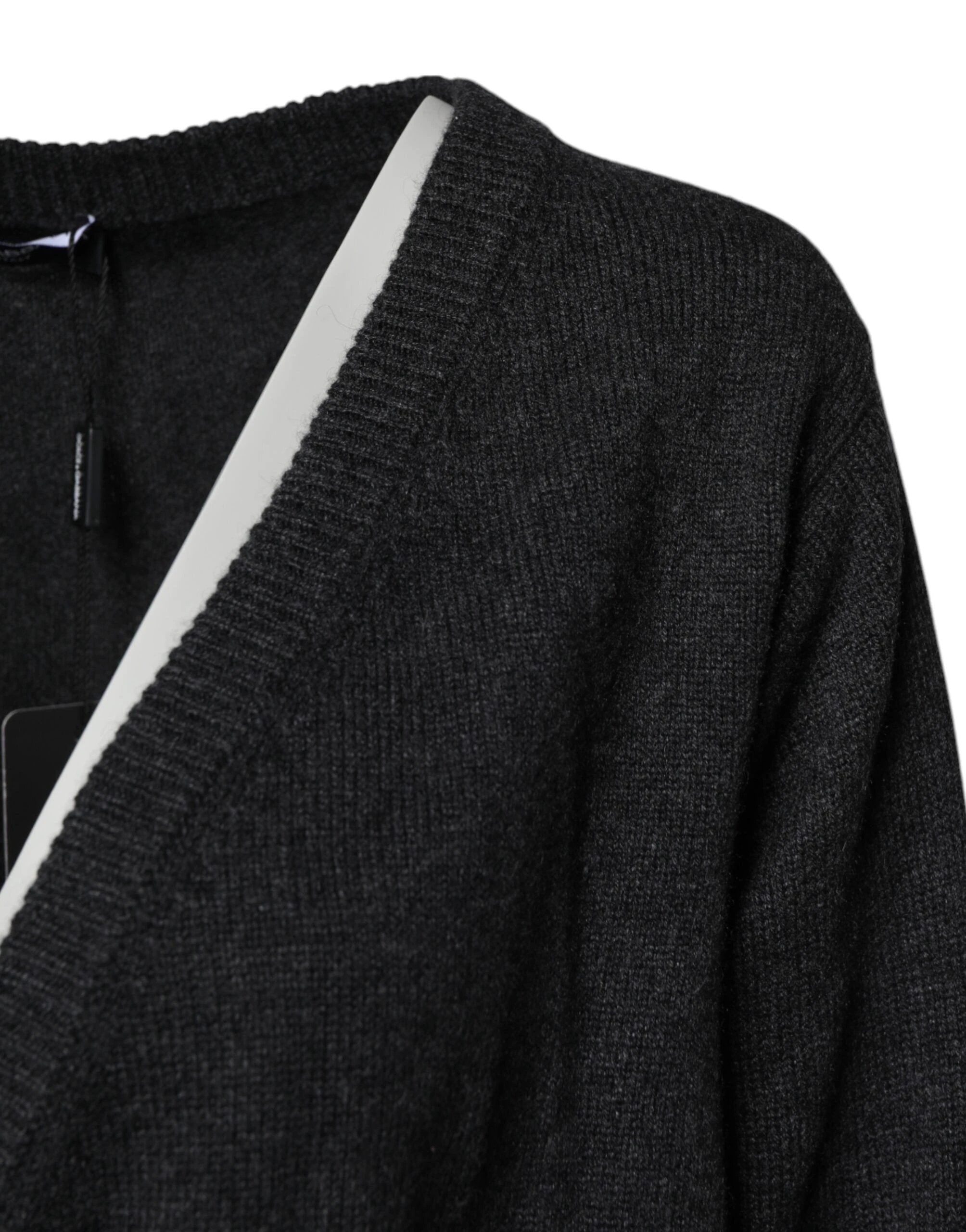 Dolce & Gabbana Grey Cashmere Deep V-neck Pullover Sweater by Dolce & Gabbana