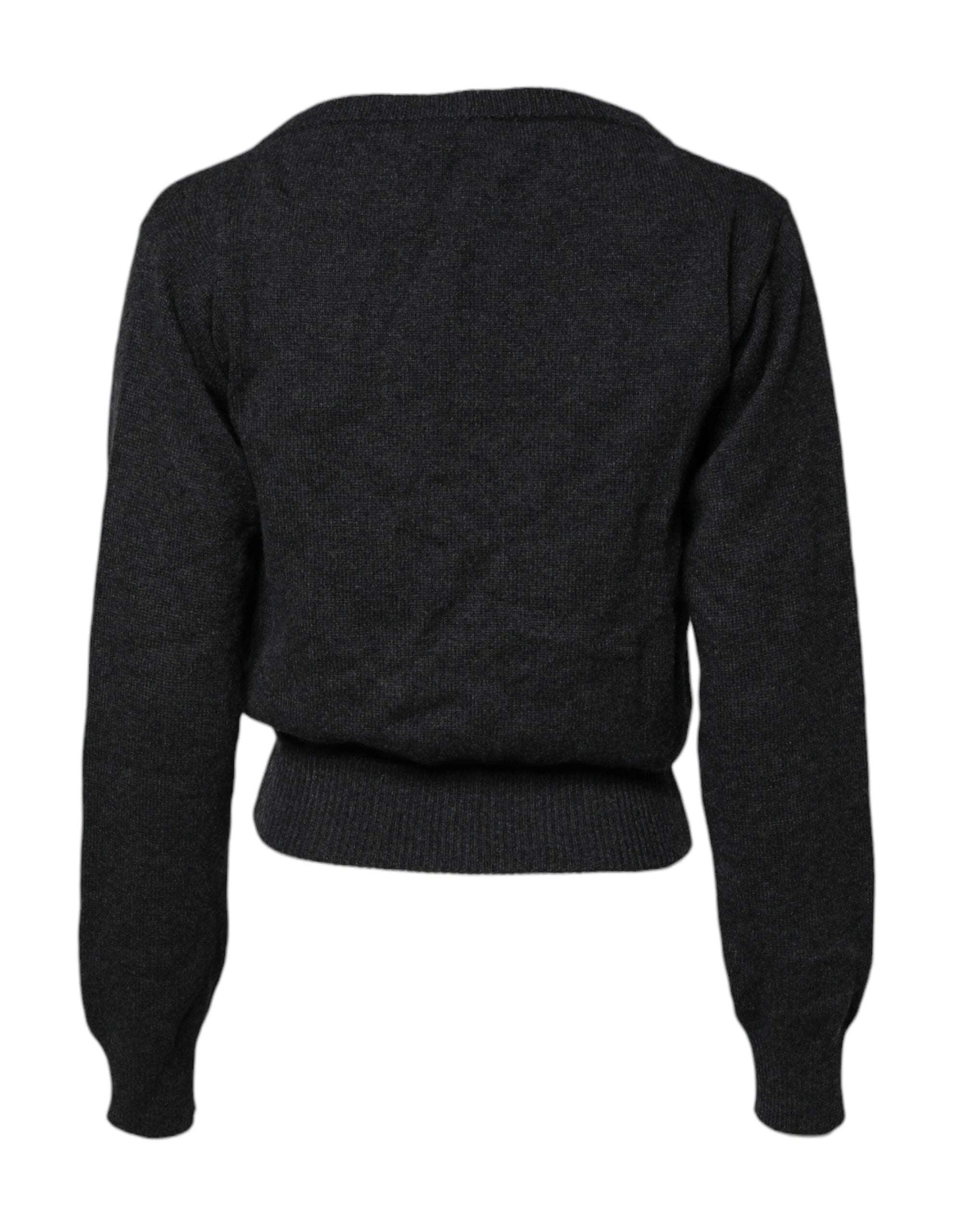 Dolce & Gabbana Grey Cashmere Deep V-neck Pullover Sweater by Dolce & Gabbana