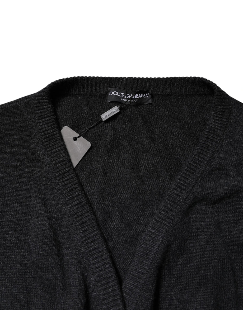 Dolce & Gabbana Grey Cashmere Deep V-neck Pullover Sweater by Dolce & Gabbana