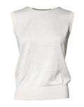 Dolce & Gabbana Cream Sleeveless Silk Round Neck Tank Top by Dolce & Gabbana