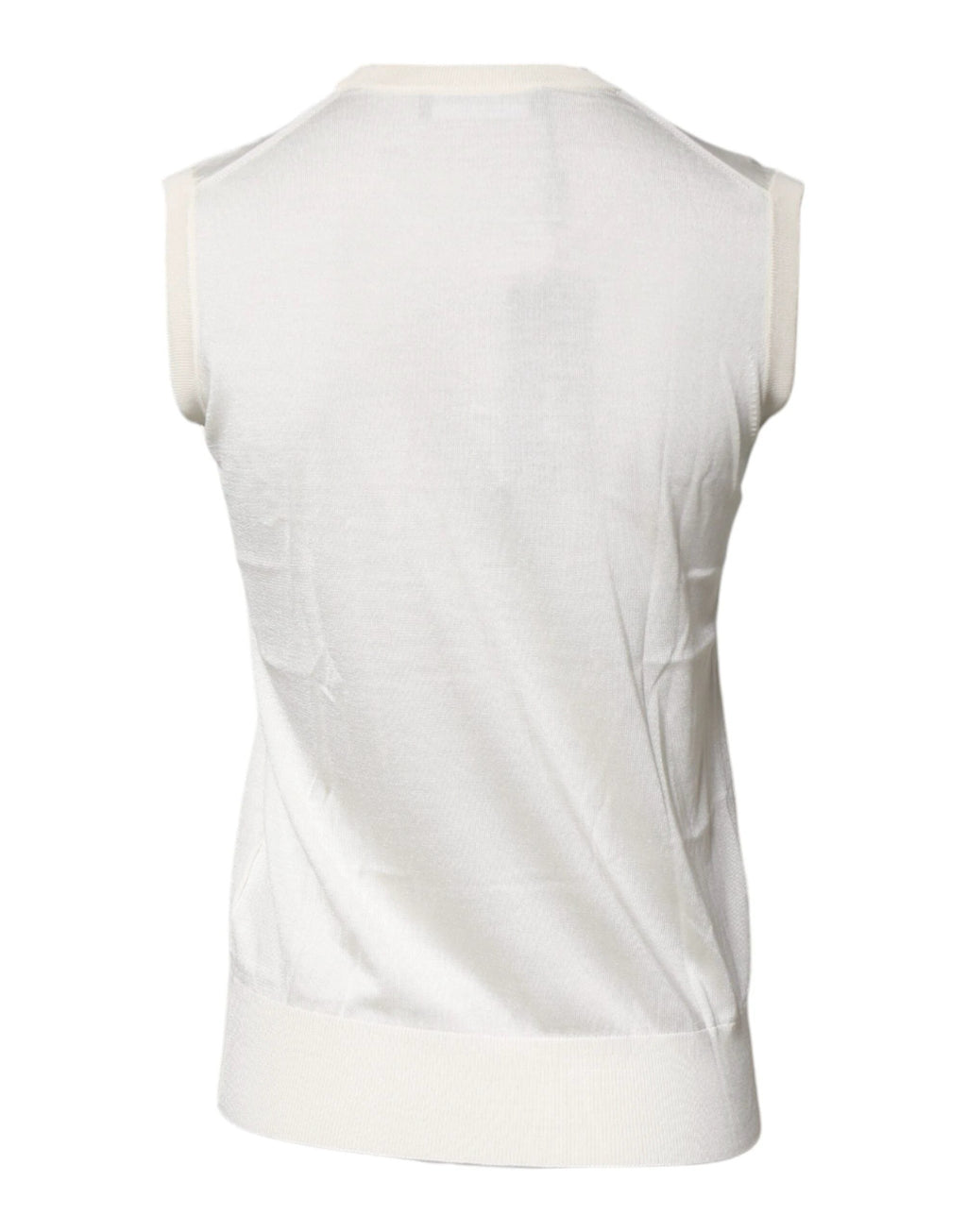 Dolce & Gabbana Cream Sleeveless Silk Round Neck Tank Top by Dolce & Gabbana