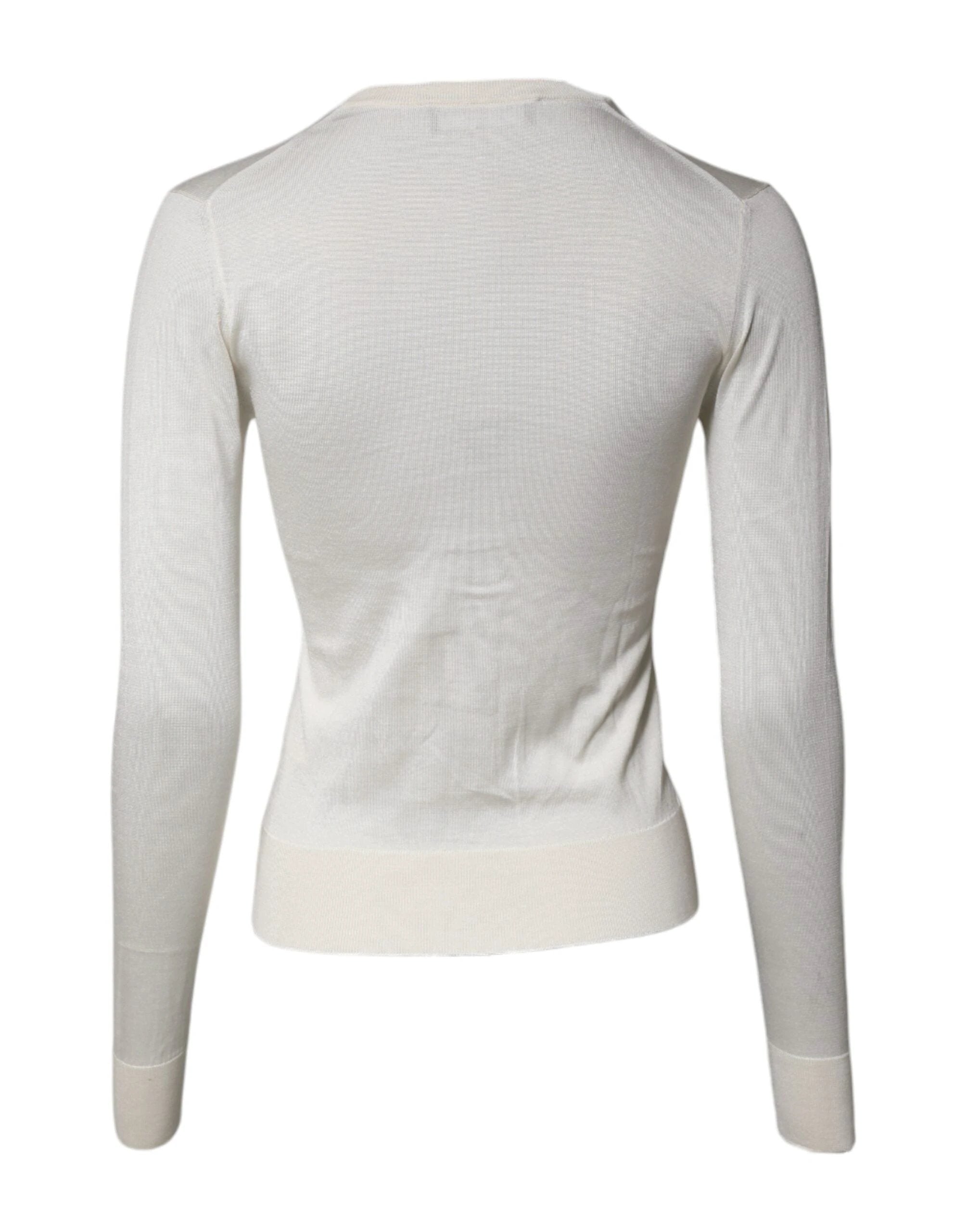 Dolce & Gabbana Cream Floral Silk Embellished Cardigan Sweater by Dolce & Gabbana