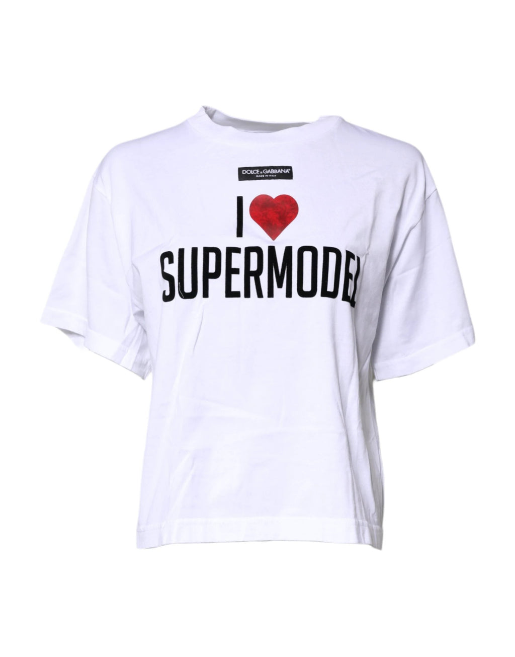 Dolce & Gabbana White Printed Round Neck Top Cotton T-shirt by Dolce & Gabbana