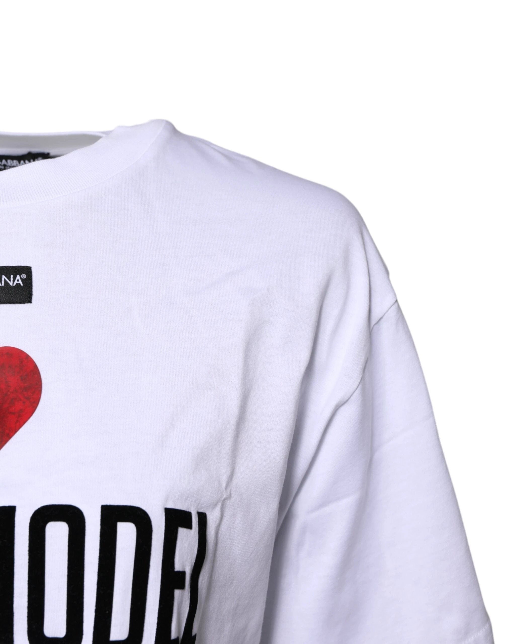 Dolce & Gabbana White Printed Round Neck Top Cotton T-shirt by Dolce & Gabbana