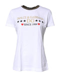 Dolce & Gabbana White Printed Round Neck Top Cotton T-shirt by Dolce & Gabbana