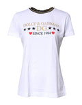 T-shirt en coton blanc imprimé à col rond Dolce &amp; Gabbana