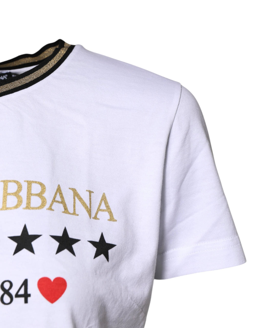 Dolce & Gabbana White Printed Round Neck Top Cotton T-shirt by Dolce & Gabbana
