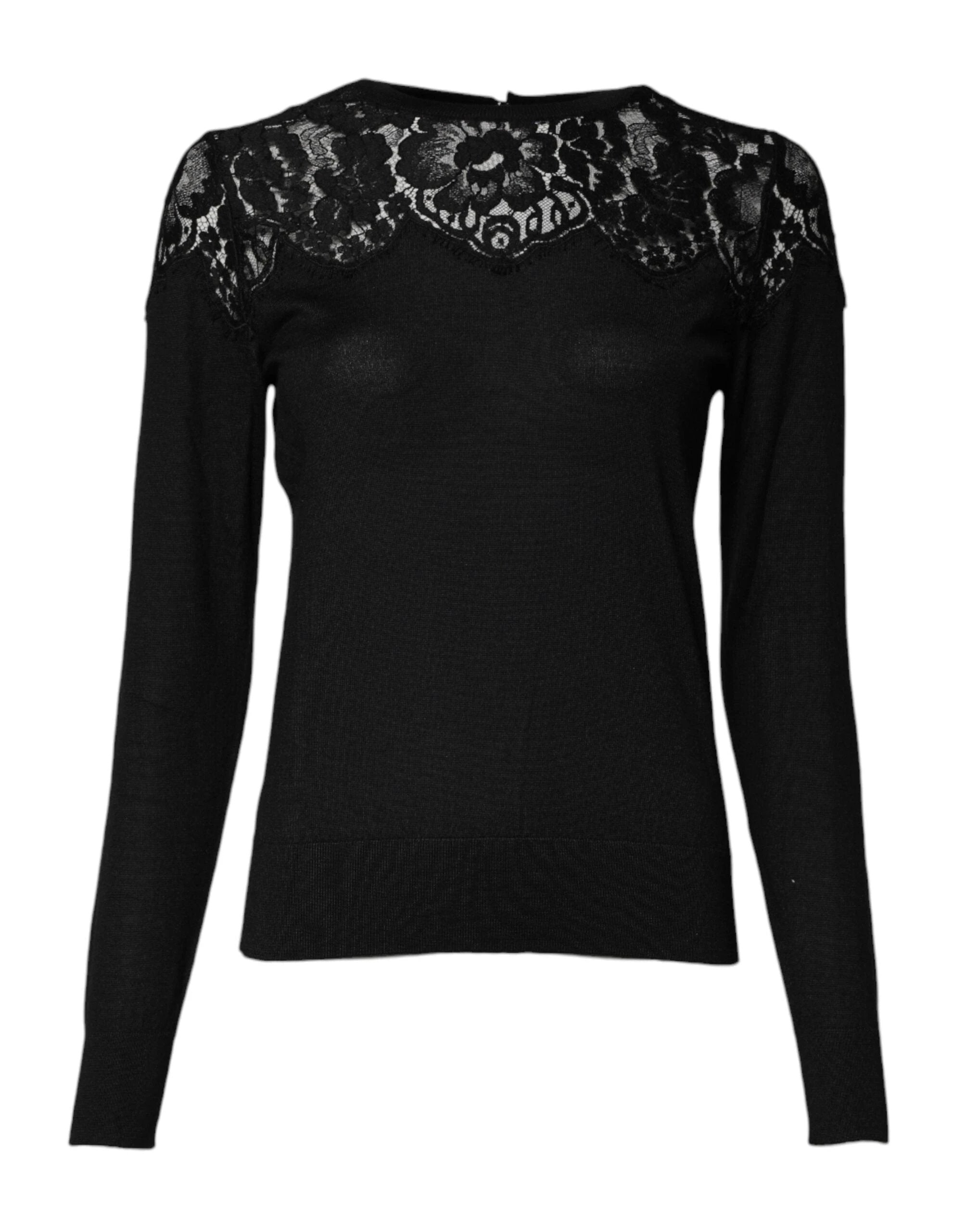 Dolce & Gabbana Black Floral Lace Long Sleeves Blouse Top by Dolce & Gabbana