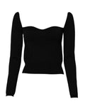 Dolce & Gabbana Black Square Neckline Long Sleeves Sweater by Dolce & Gabbana