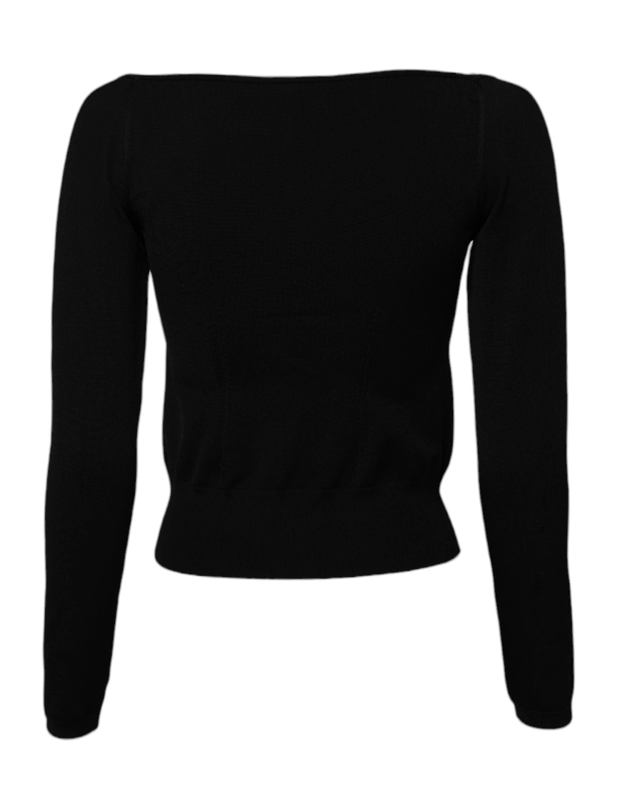 Dolce & Gabbana Black Square Neckline Long Sleeves Sweater by Dolce & Gabbana