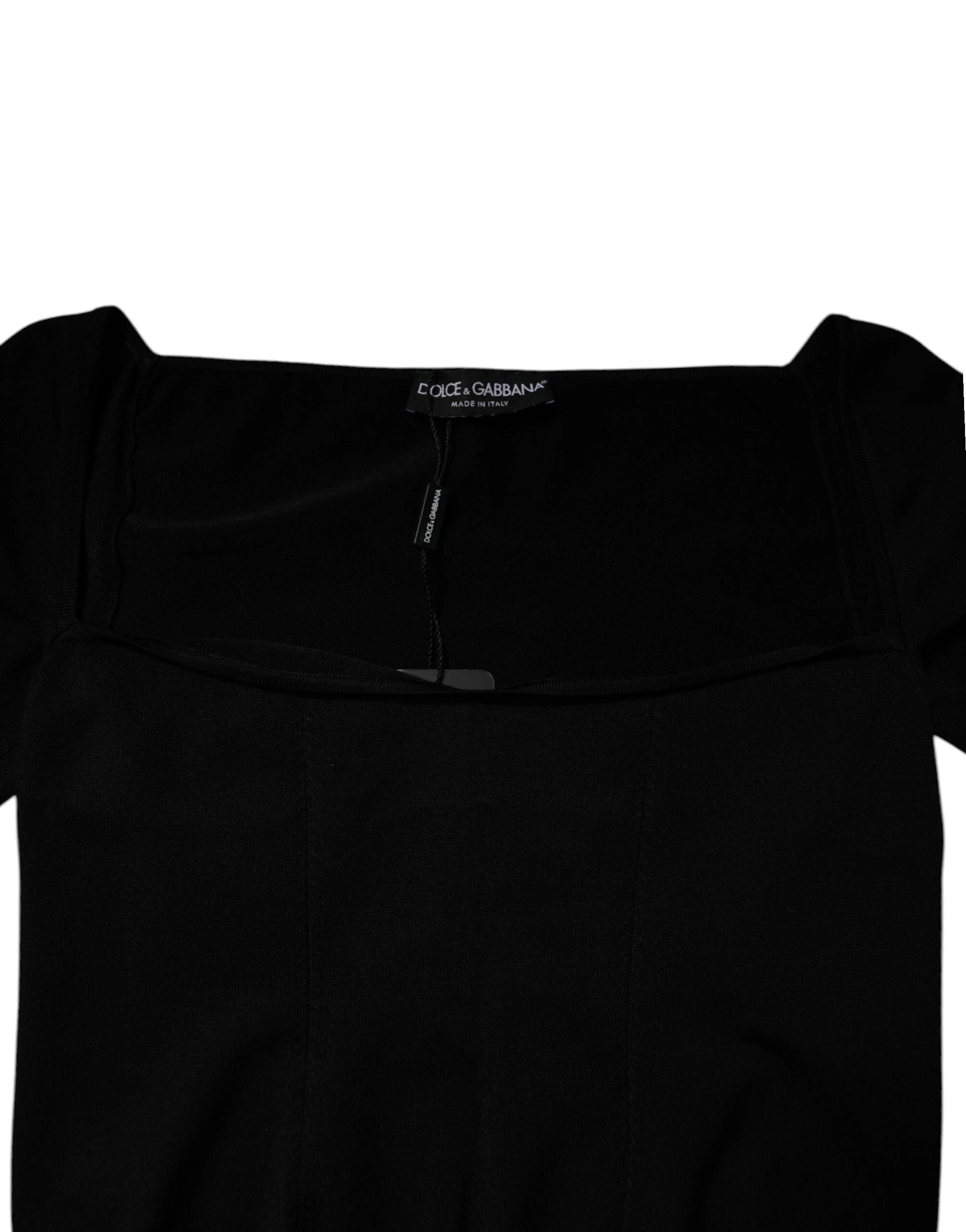 Dolce & Gabbana Black Square Neckline Long Sleeves Sweater by Dolce & Gabbana