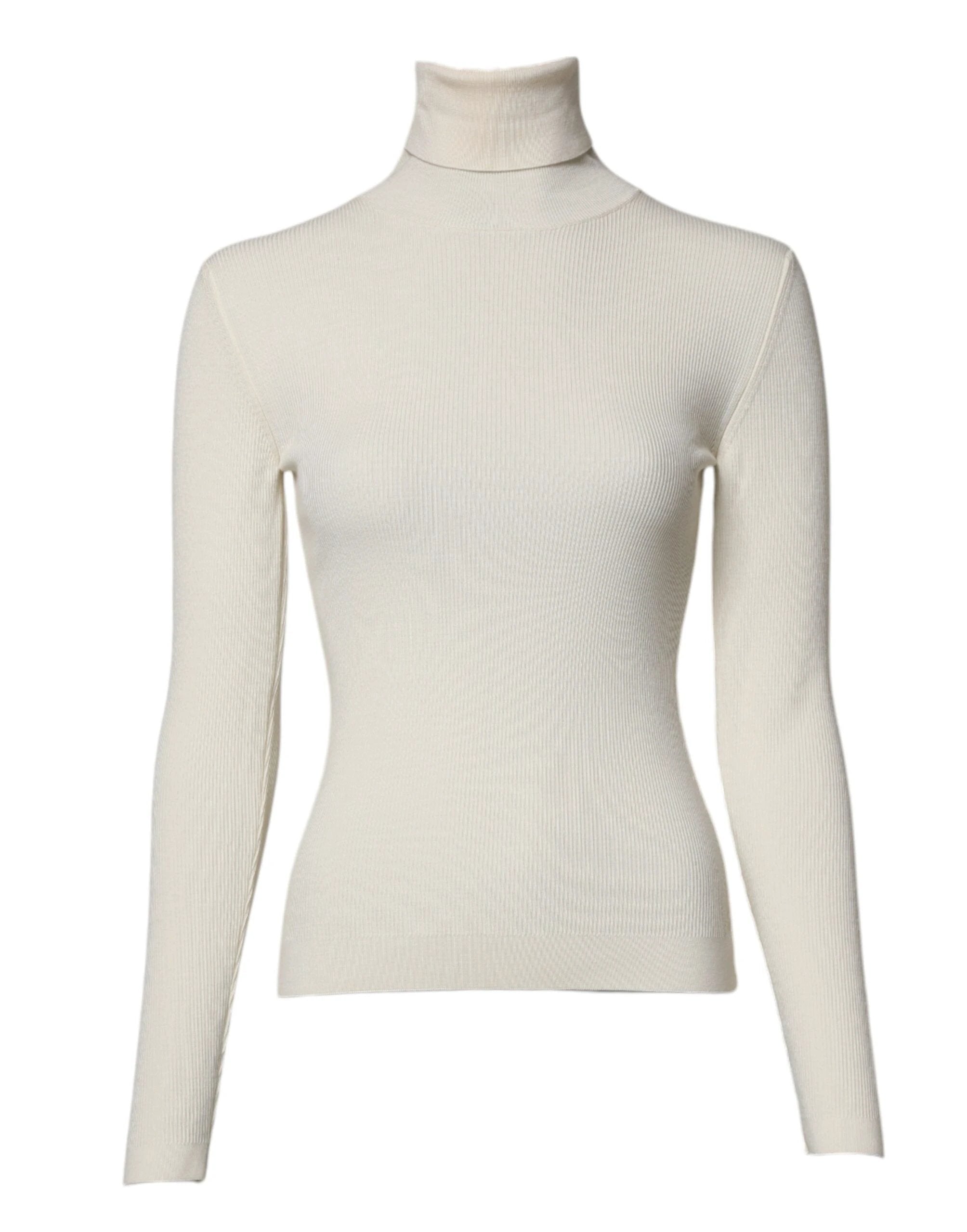 Dolce & Gabbana Cream Long Sleeves Turtleneck Slim Sweater by Dolce & Gabbana