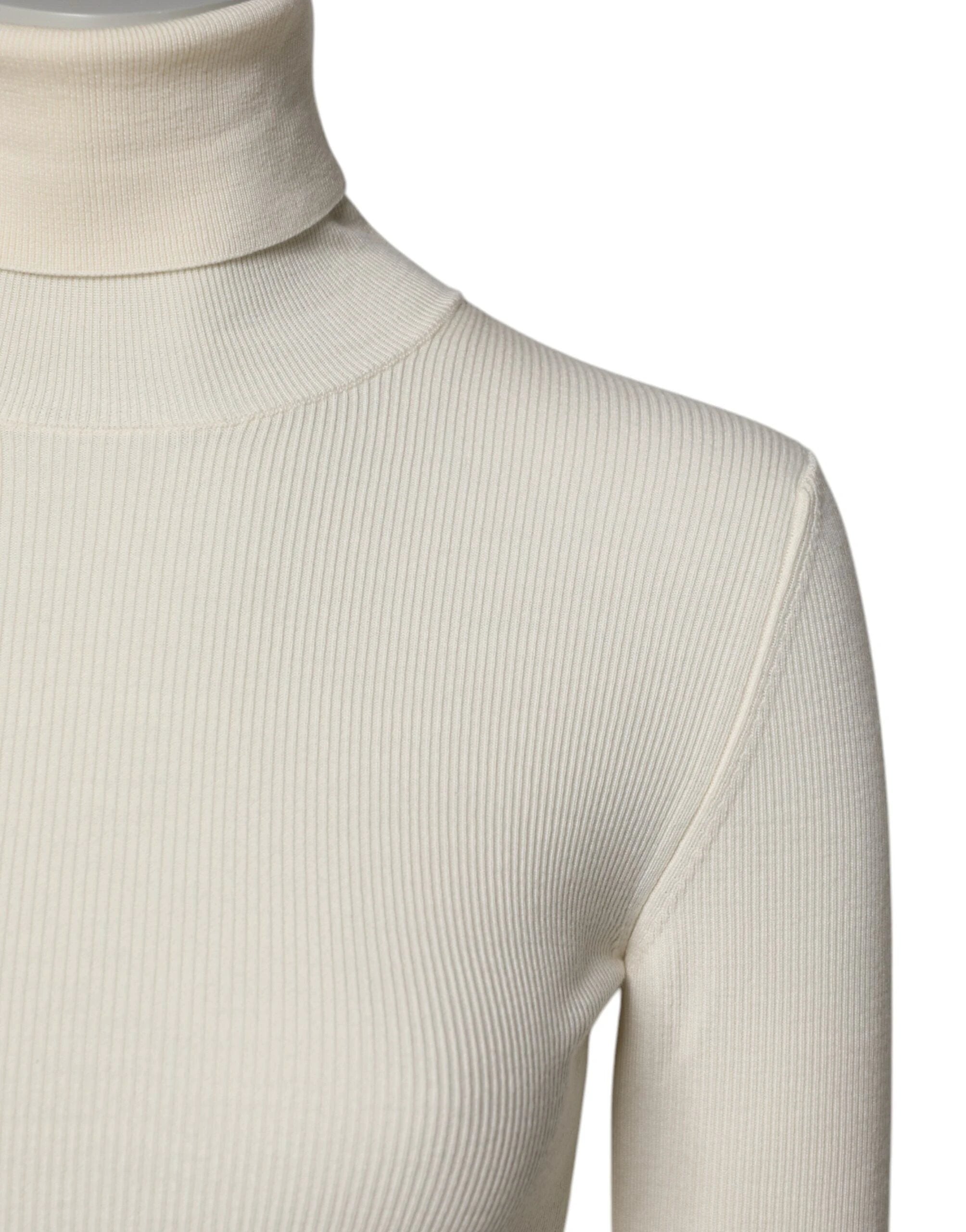 Dolce & Gabbana Cream Long Sleeves Turtleneck Slim Sweater by Dolce & Gabbana