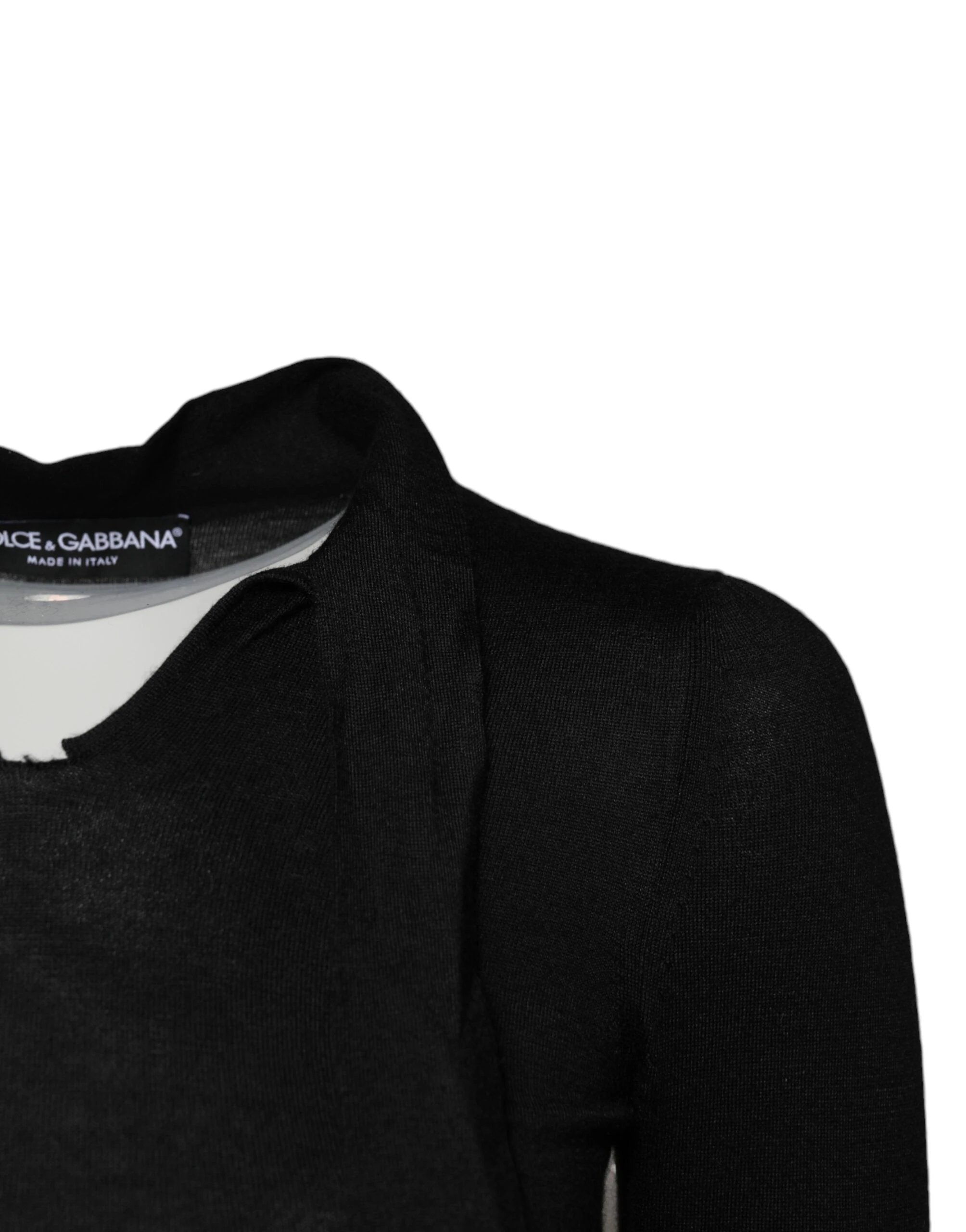 Dolce & Gabbana Black Cashmere Ascot Collar Long Sleeve Top by Dolce & Gabbana