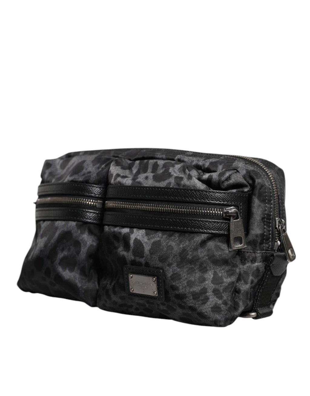 Dolce & Gabbana Black Gray Leopard DG Logo Belt Waist Fanny Pack Bag by Dolce & Gabbana