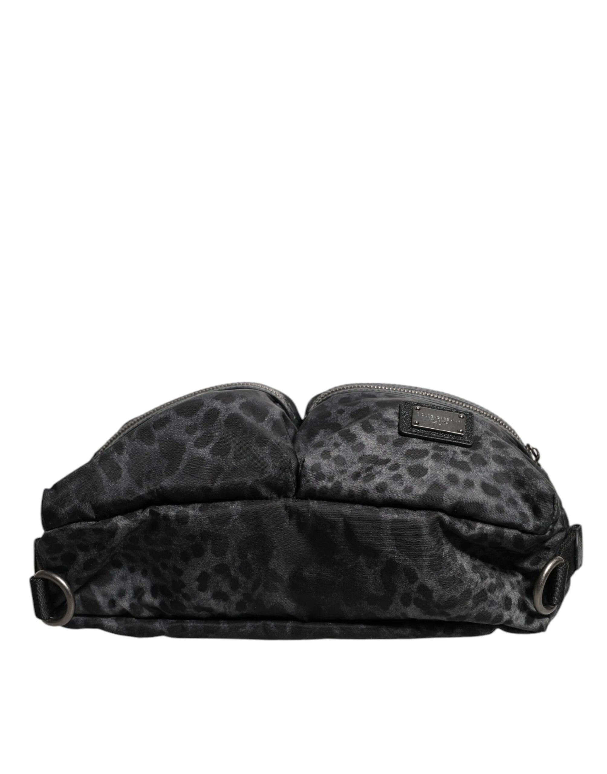 Dolce & Gabbana Black Gray Leopard DG Logo Belt Waist Fanny Pack Bag by Dolce & Gabbana
