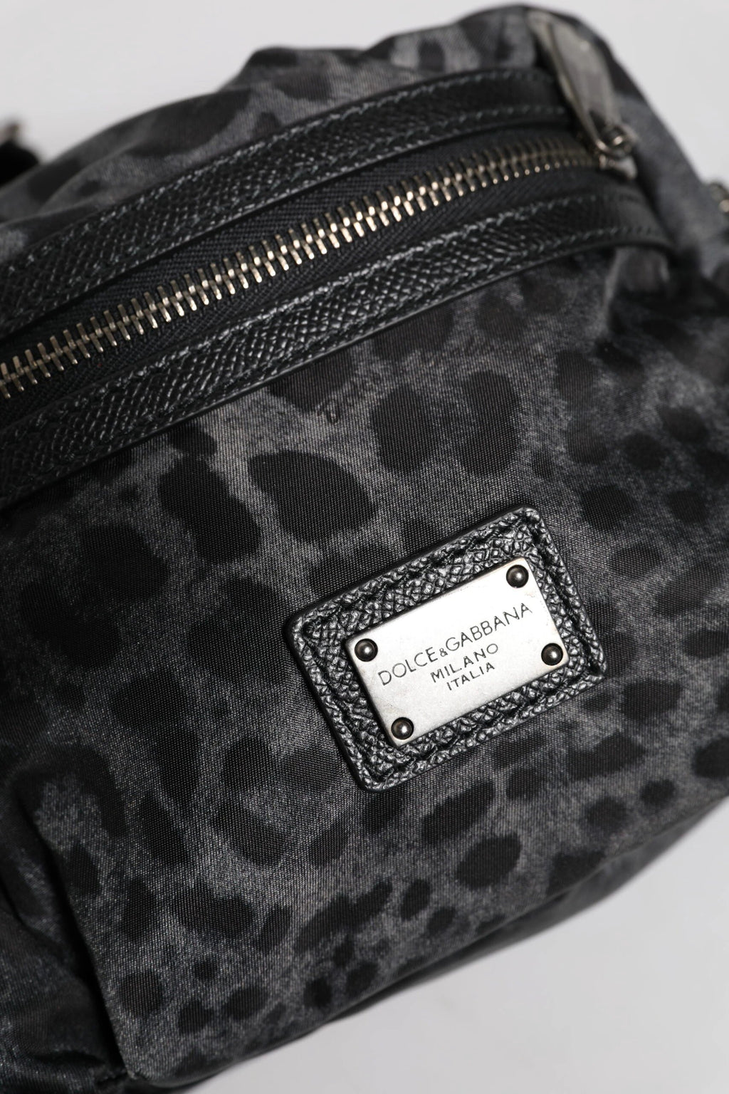 Dolce & Gabbana Black Gray Leopard DG Logo Belt Waist Fanny Pack Bag by Dolce & Gabbana