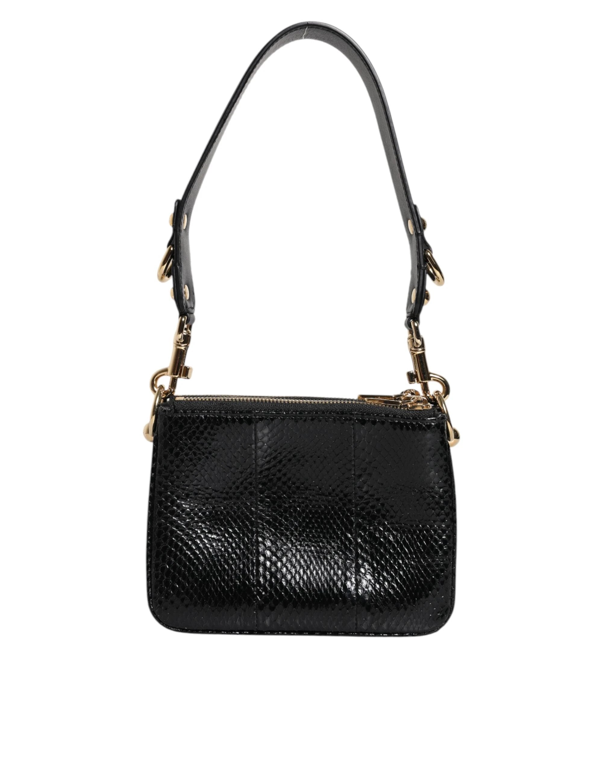 Dolce & Gabbana Black Exotic Leather Shoulder Sling Clutch Bag by Dolce & Gabbana